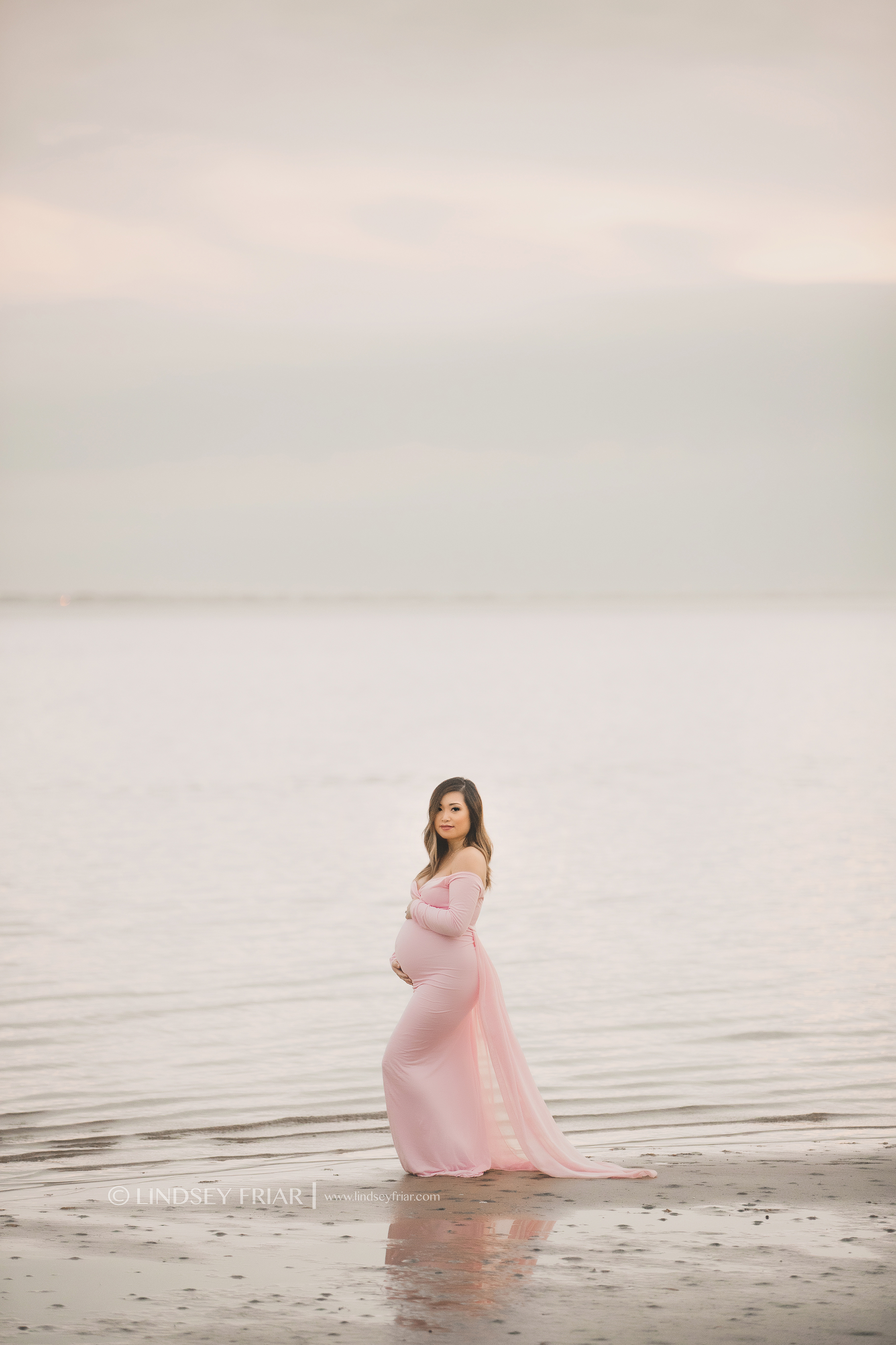 long flowy dress for a maternity session