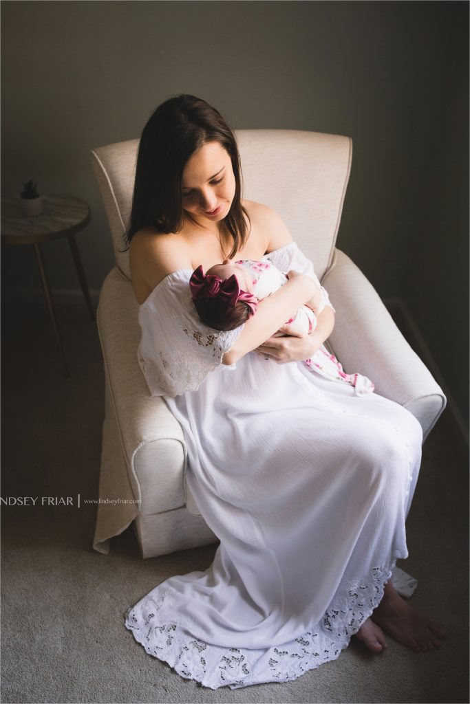 new mother wearing a fillyboo dress