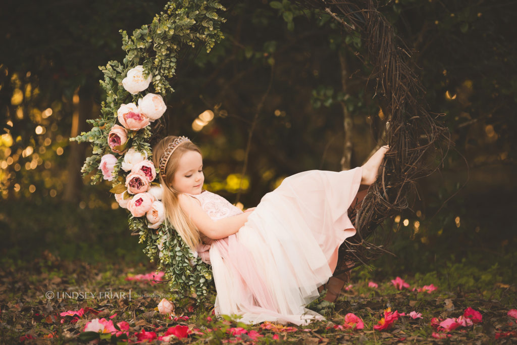 Floral Garden Swing Children Photography Mini Sessions in Gulf Breeze and Pensacola, FL