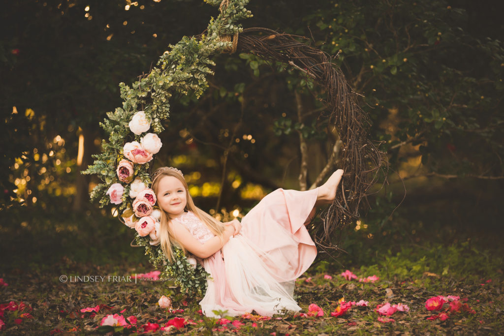 Floral Garden Swing Children Photography Mini Sessions in Gulf Breeze and Pensacola, FL