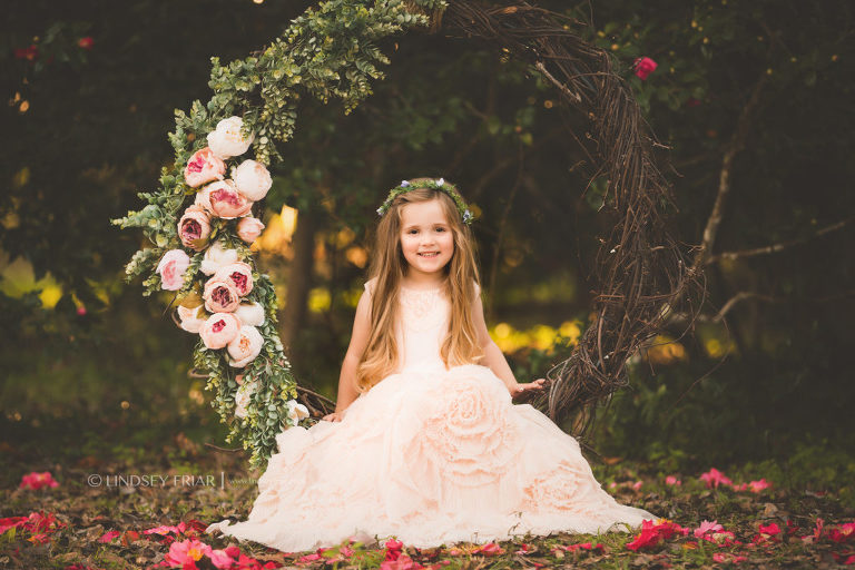 Floral Garden Swing Children Photography Mini Sessions in Gulf Breeze and Pensacola, FL