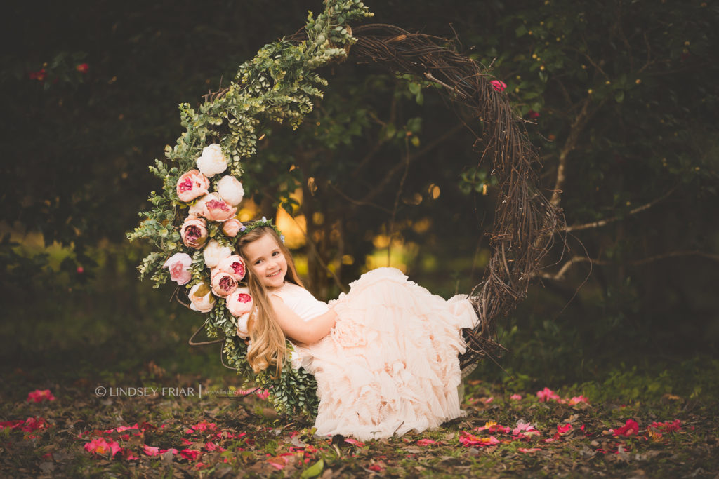 Floral Garden Swing Children Photography Mini Sessions in Gulf Breeze and Pensacola, FL