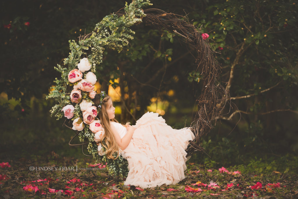 Floral Garden Swing Children Photography Mini Sessions in Gulf Breeze and Pensacola, FL