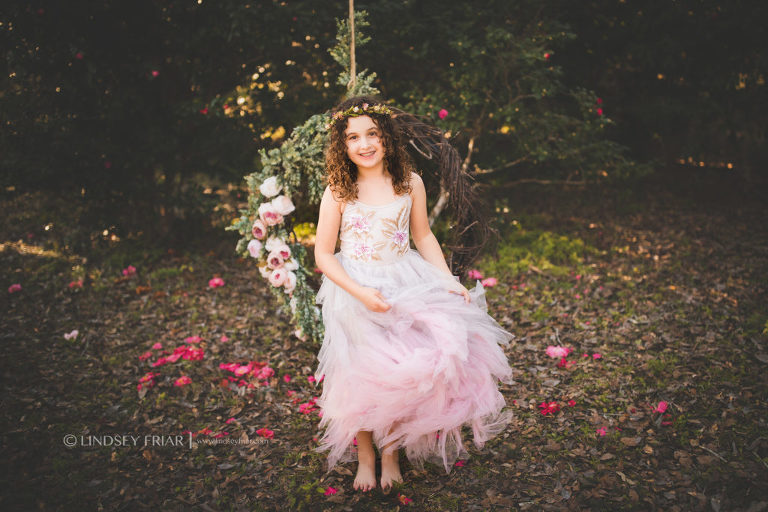 Floral Garden Swing Children Photography Mini Sessions in Gulf Breeze and Pensacola, FL