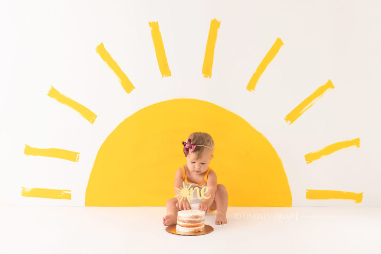 You are my sunshine theme smash cake photo shoot