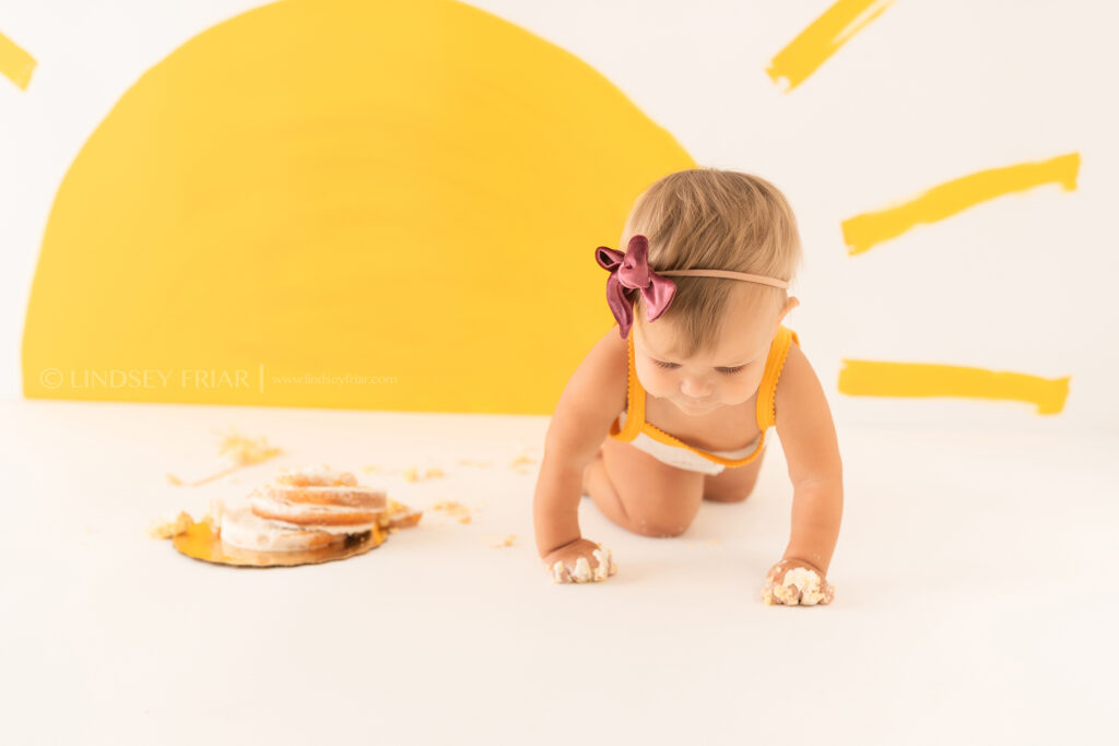 You are my sunshine theme smash cake photo shoot