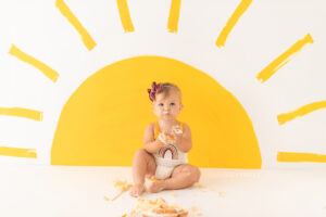 You are my sunshine theme smash cake photo shoot
