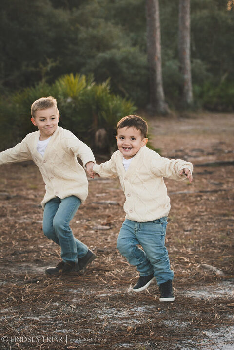 two boys running
